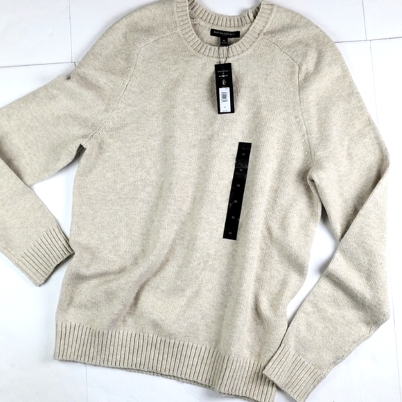 NWT Banana Republic Factory Cozy  Crew Neck Pullover Sweater Oatmeal Cream - Picture 1 of 14